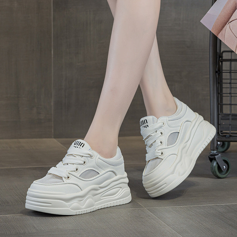 Women's Platform Cowhide Easy Wear Sports Leisure Casual Shoes