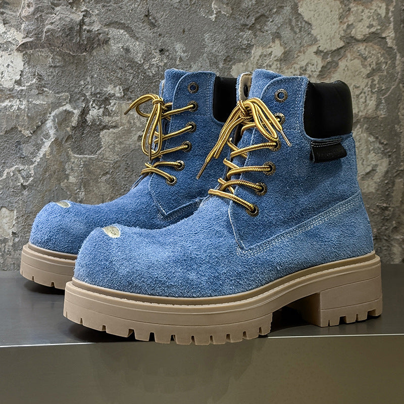 Women's & Men's Worker Platform Height Increasing British Style Boots