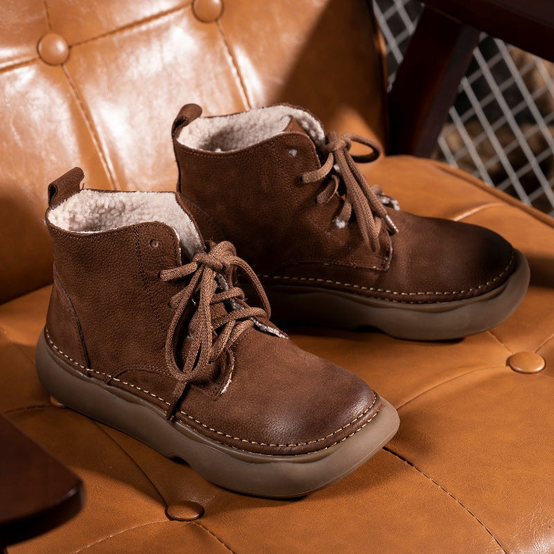 Women's Fleece Lining Short For Handmade Cotton Linen Boots