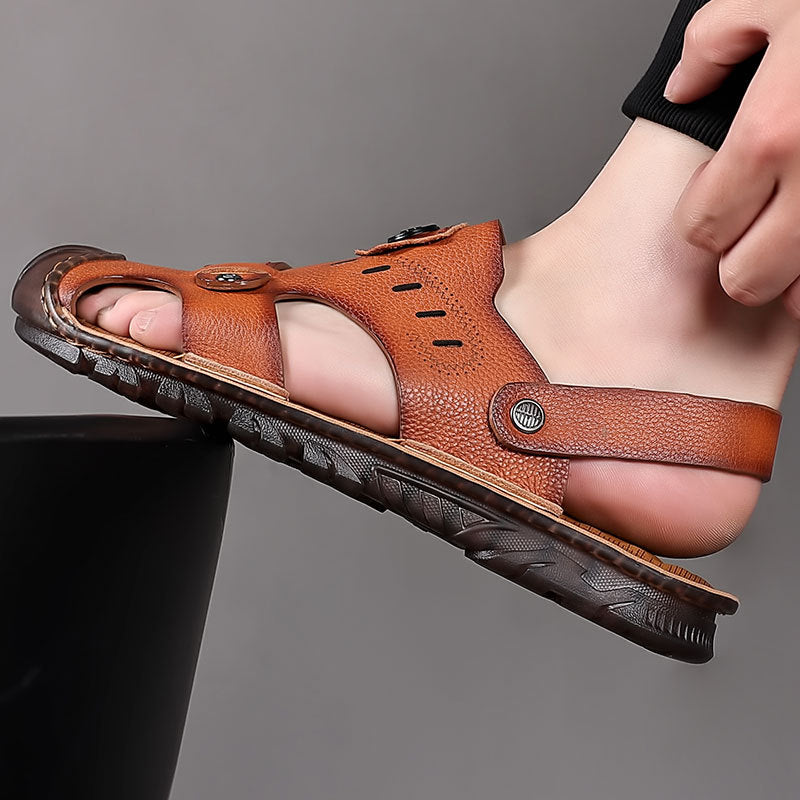 Men's Summer Genuine Closed Toe Trendy Beach Sandals