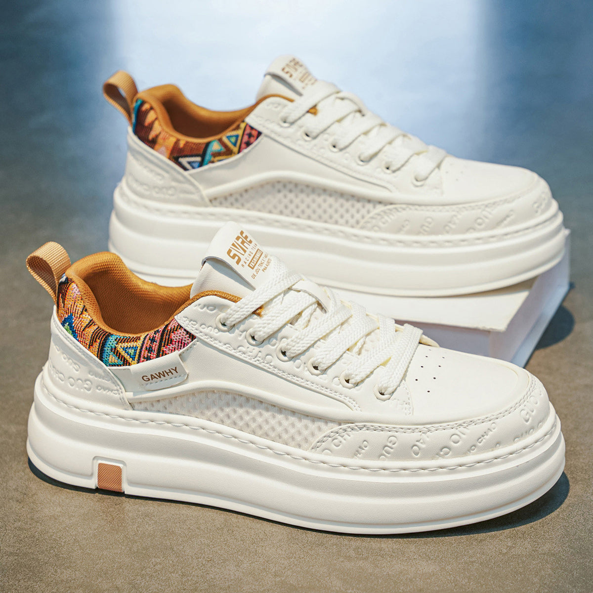 Men's Height Increasing Wearable White Trendy Soft Casual Shoes