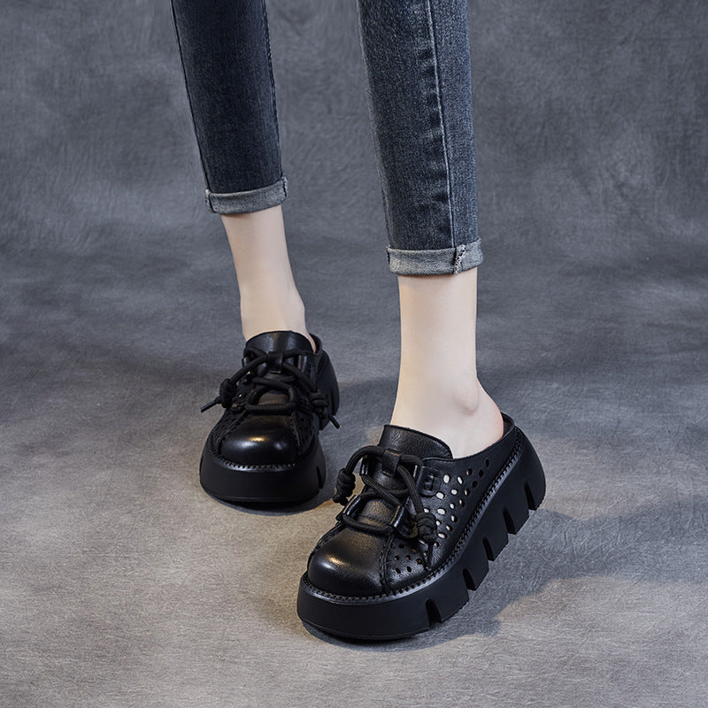 Women's Hollowed Toe Box Half Round Head Slippers