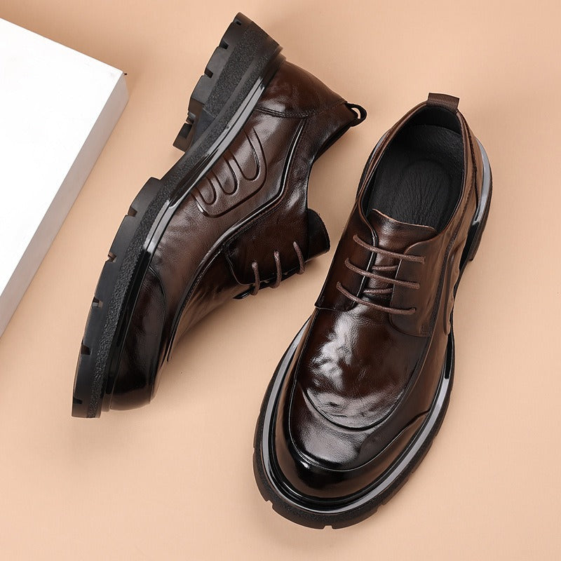 Men's Business Formal Wear Light Luxury Thick Bottom Big Head Men's Shoes