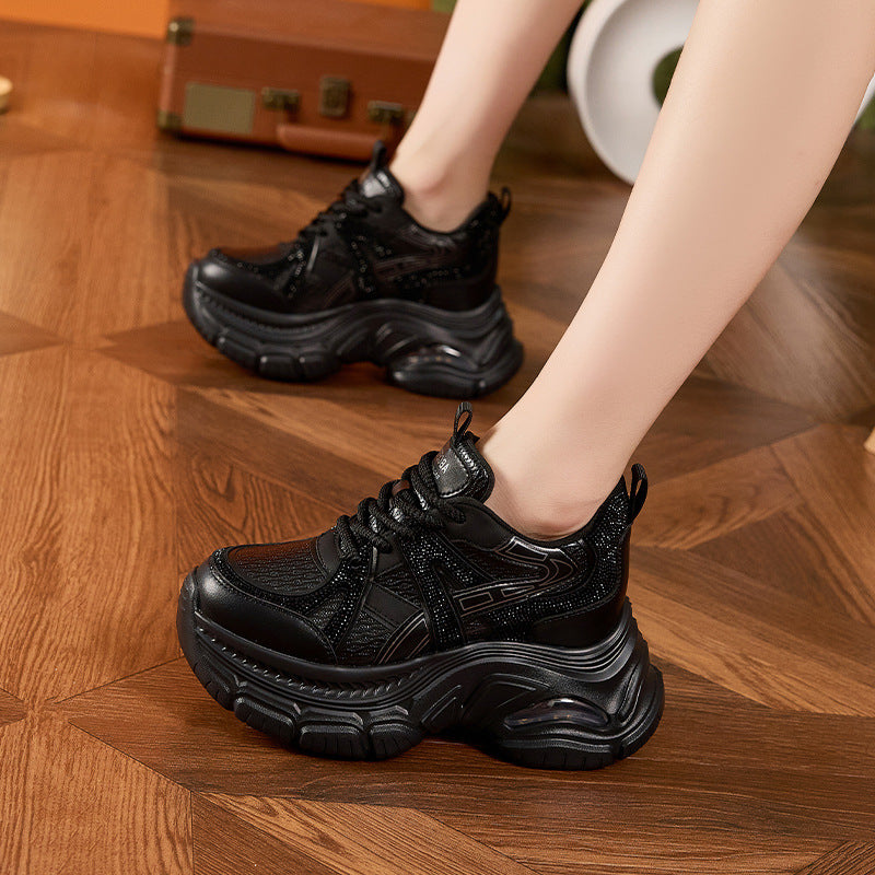 Women's Platform Dad Autumn Fashion Rhinestone Height Increasing Insole Air Women's Sports Shoes