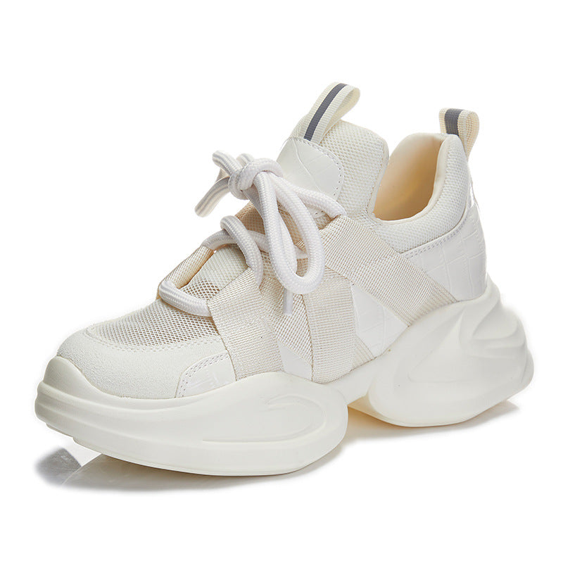 Women's Authentic Clunky Korean Black Platform Height Increasing Women's Casual Shoes