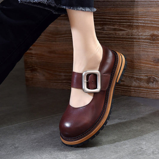 Women's Activity Price Metal Buckle Round Head Thick Women's Shoes