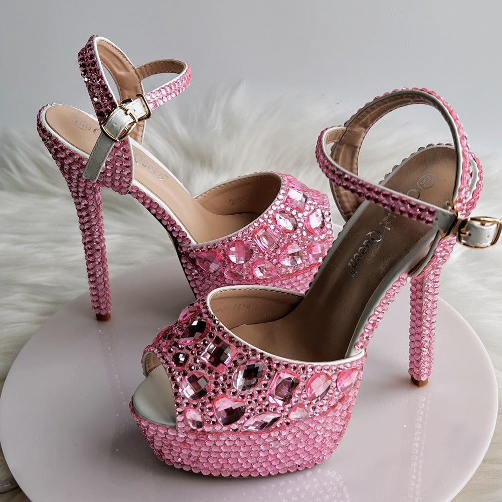 Stiletto Rhinestone Wedding Bridal Colorful Crystals Crystal Sandals
