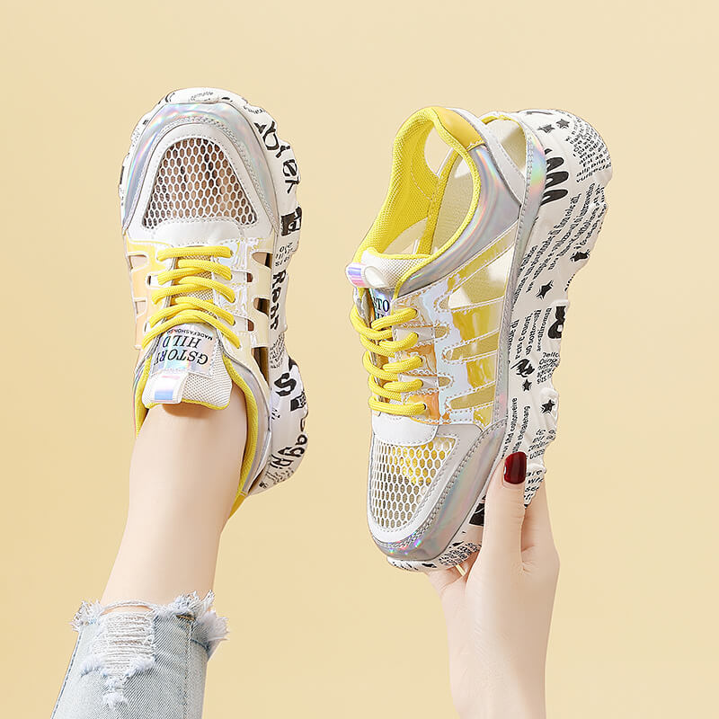 Women's Toe Summer Versatile Niche Platform Mesh Surface Hollowed Leisure Sandals