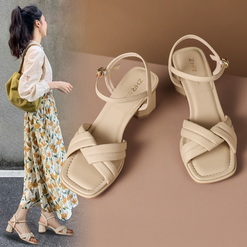 Women's Gentle Retro Fashionable Chunky High Versatile Heels