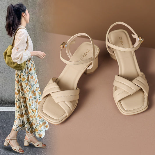 Women's Gentle Retro Fashionable Chunky High Versatile Heels