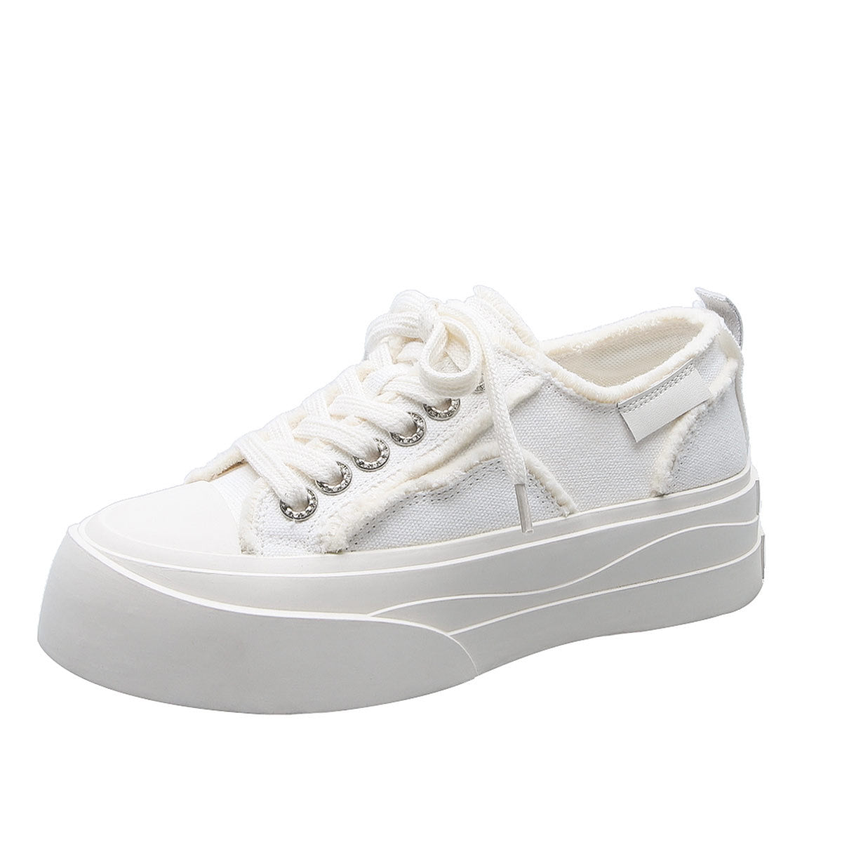 Women's Increasing Insole Thick-soled Frayed Big Toe Canvas Shoes