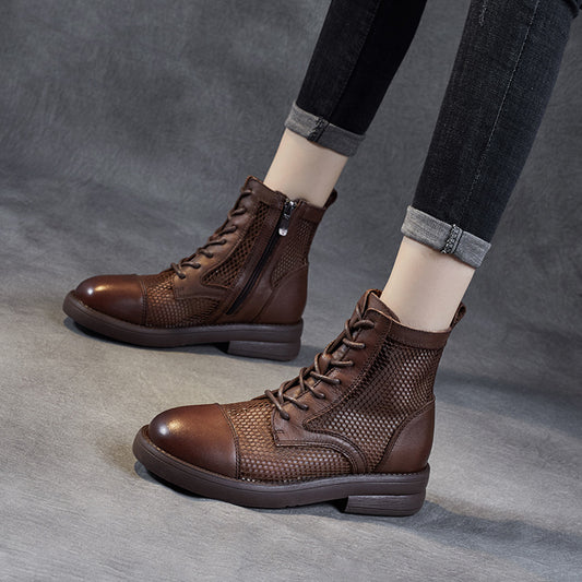 Women's Spring Breathable Mesh Booties British Retro Boots