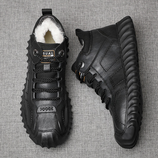 Men's Winter Wool Cotton Fleece Thick Warm Men's Shoes