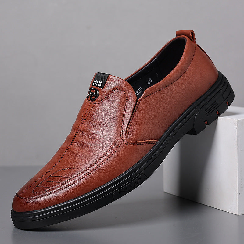 Men's Layer Cowhide Pumps Slip-on Genuine Soft Leather Shoes