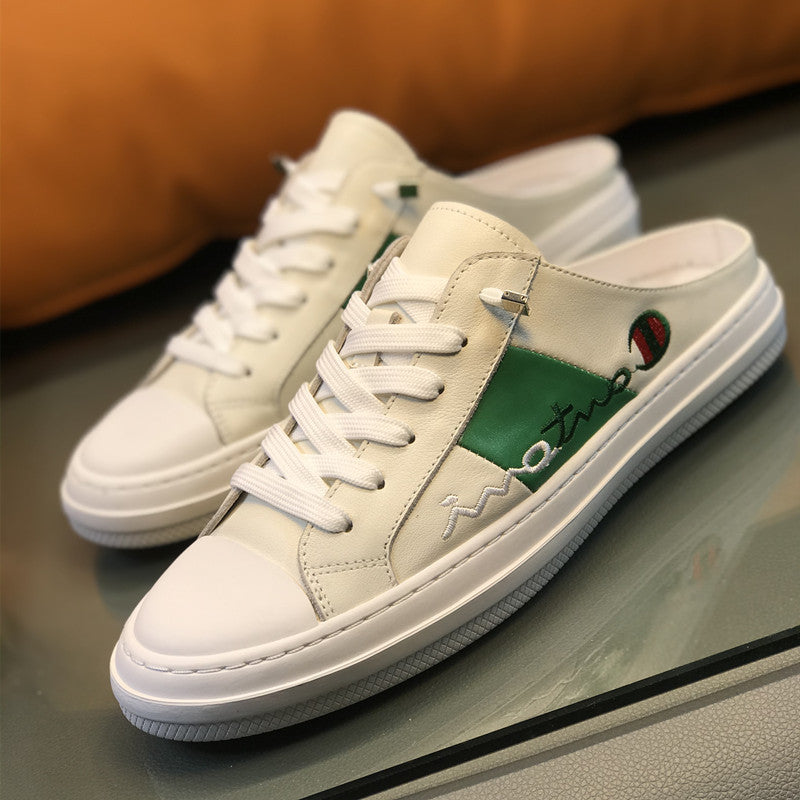 Men's Genuine Embroidered Closed Toe Half Summer Sandals
