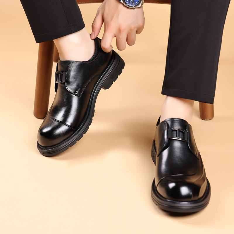 Men's First Layer Cowhide Genuine Formal Pumps Commuter Big Men's Business Leather Shoes