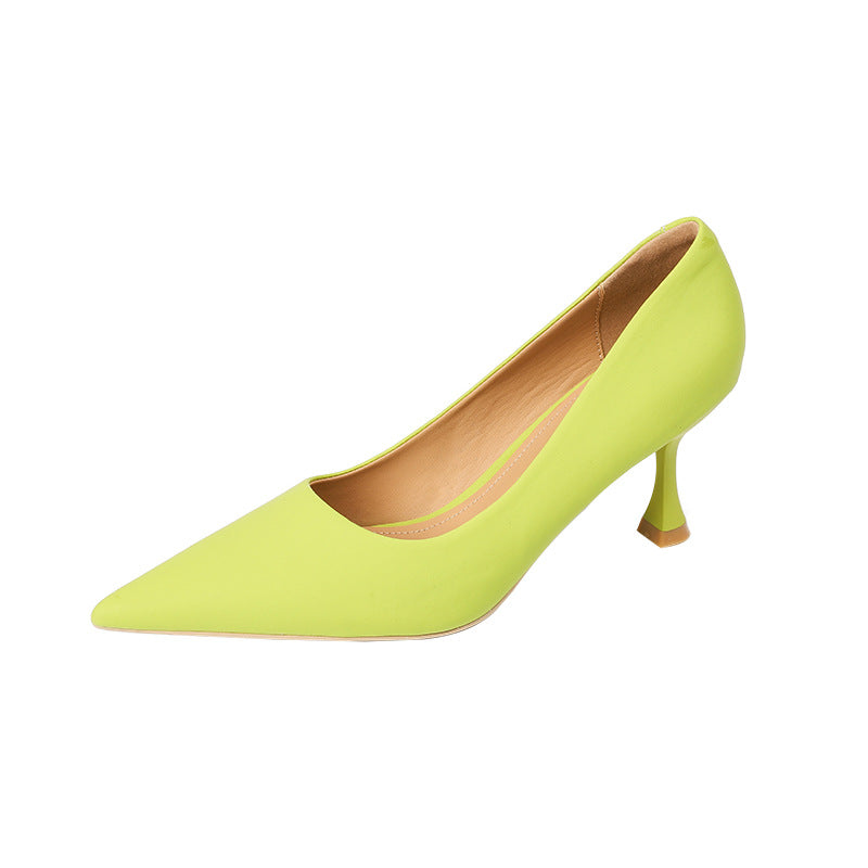 Women's Black French Pointed High Professional Simple Women's Fashion Shoes