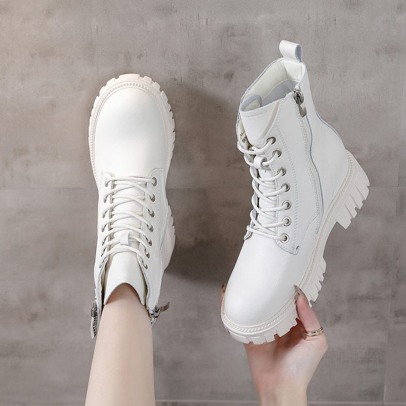 Women's Spring Thick Bottom Booties With British Heels