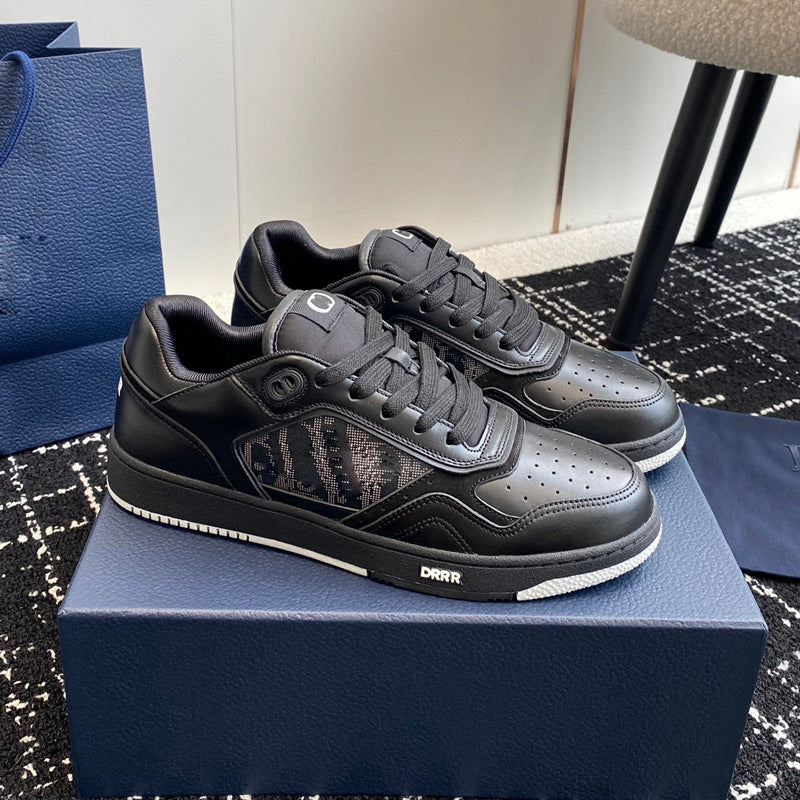Men's Popular Low Cut Cowhide Color Matching Sneakers
