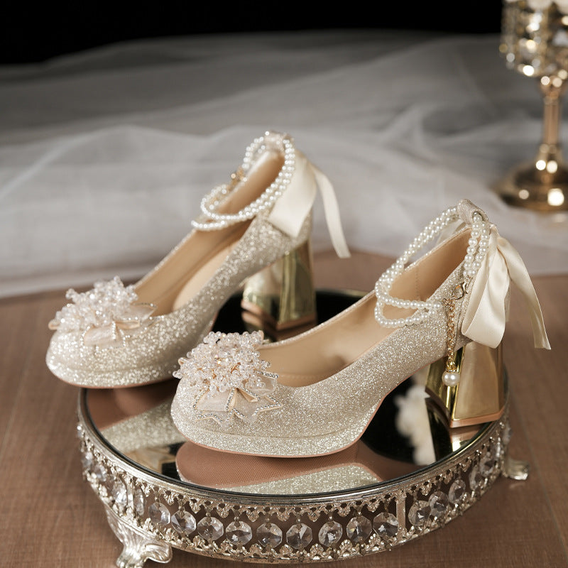 Women's Platform High Chinese Cheongsam Wedding Dress Two Women's Shoes