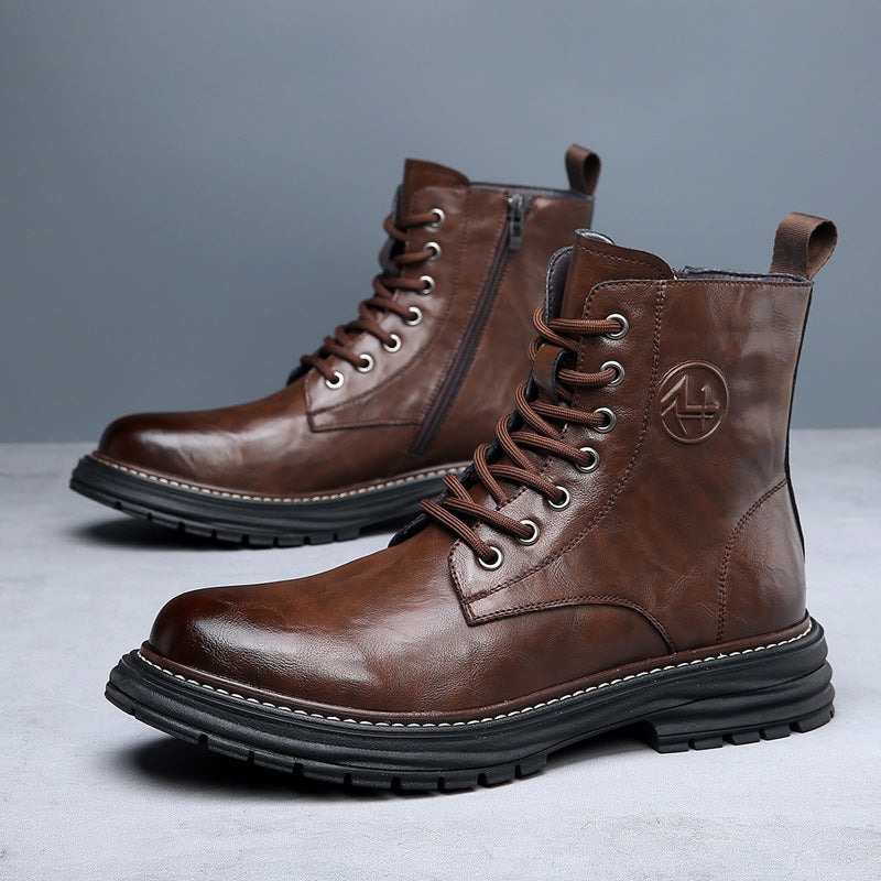 Men's Fashionable Genuine Platform Worker Retro British Boots