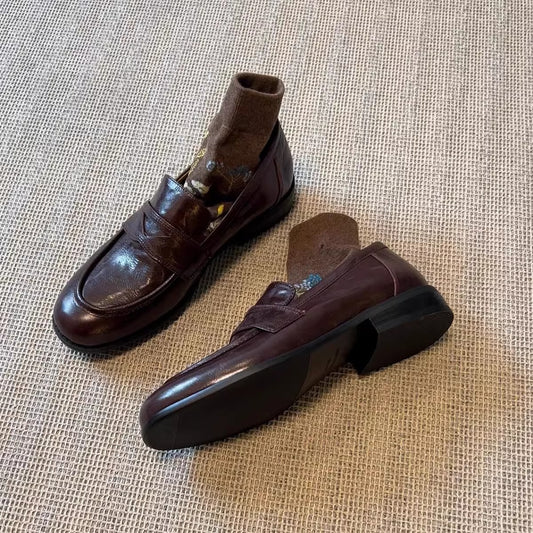 Women's Retro One Pedal Thick Flat Pumps Loafers