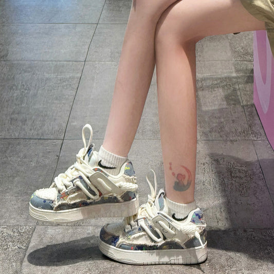 Women's & Men's Destruction Aesthetic Series Bread Trendy Fashion Sneakers