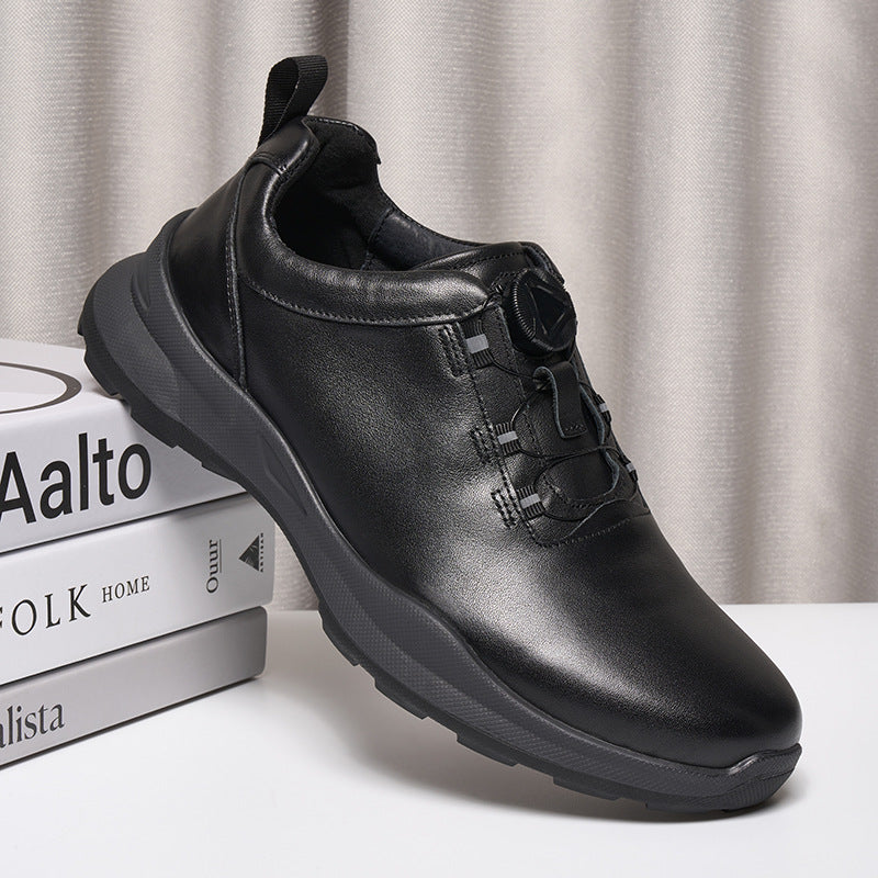 Men's Rotating Buckle Genuine Full Cowhide Soft Leather Shoes