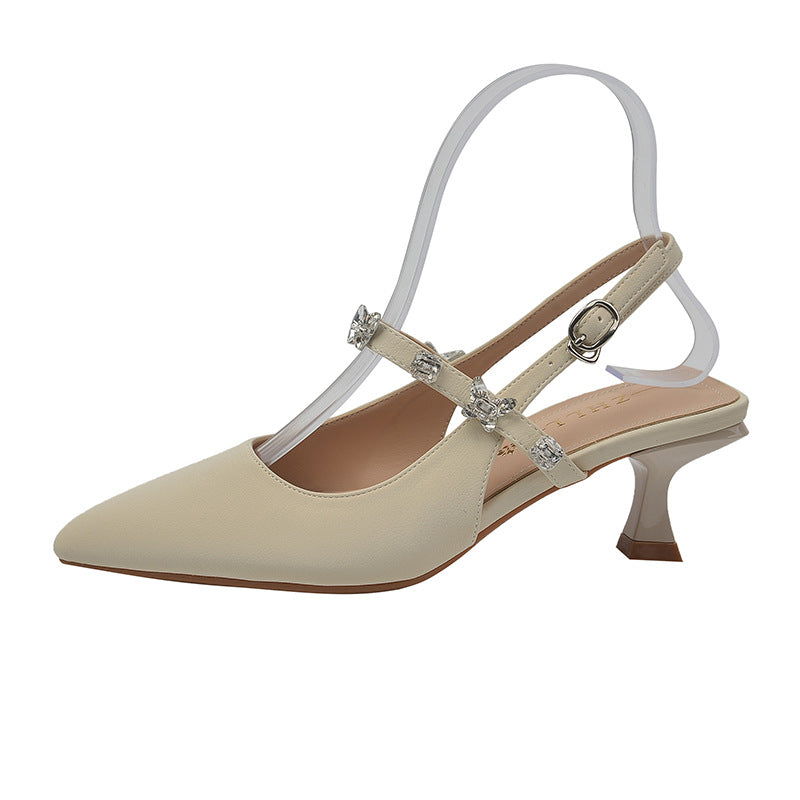 Women's Slingback Fat High Temperament Widened Fattened Heels