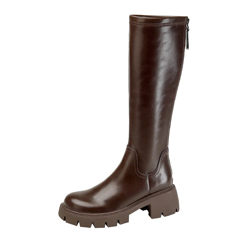 Fleece-lined Long Female Tall Knight Martin Boots