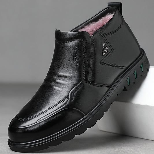 Men's Winter First Layer Cowhide Cotton Thickened Real Men's Shoes
