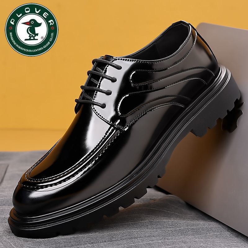 Men's Woodpecker Breathable Business Formal Wear Black Leather Shoes
