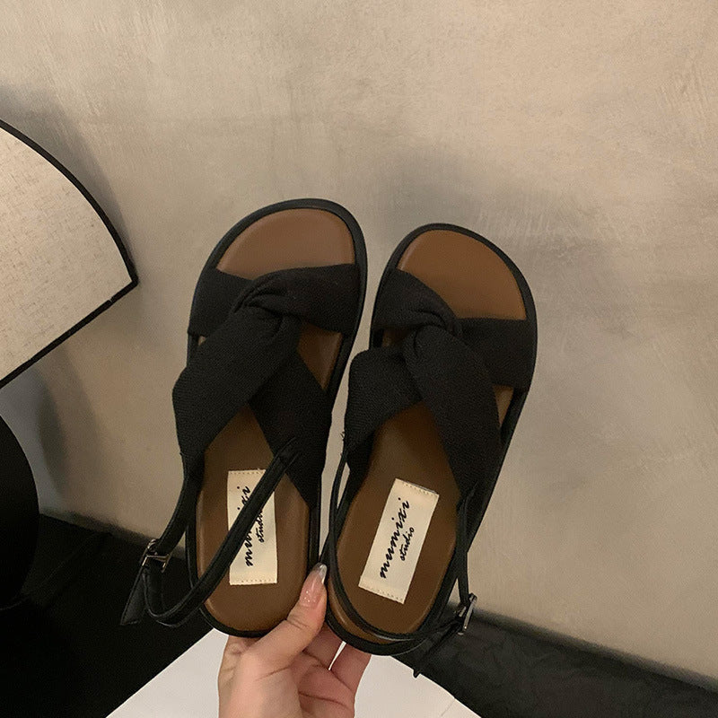Women's French Style Flat Roman Summer Outer Wear Skirt Fairy Sandals