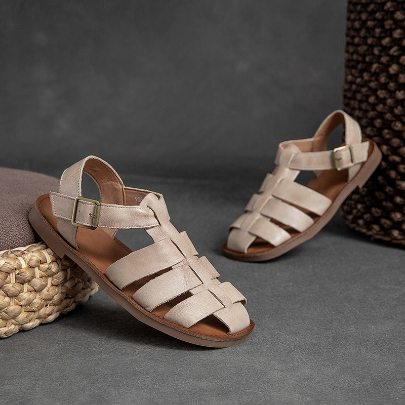 Women's & Men's Flat Low Top Retro Brushed Roman Sandals