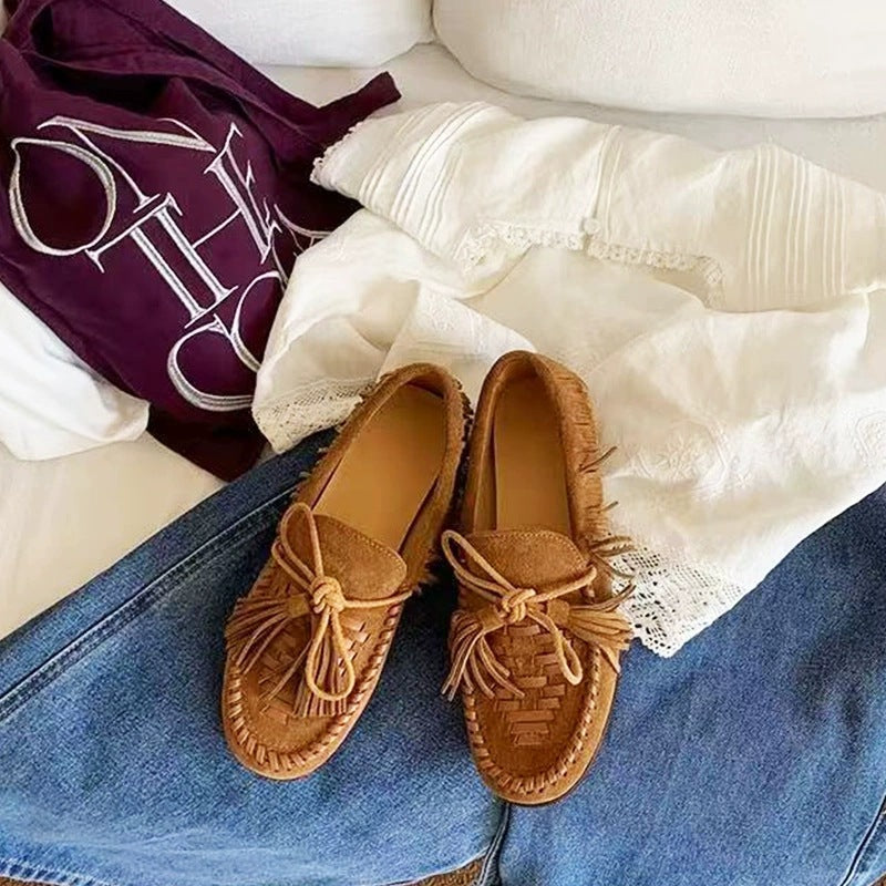Women's Boat Flat Su Sui Tassel Knot Loafers
