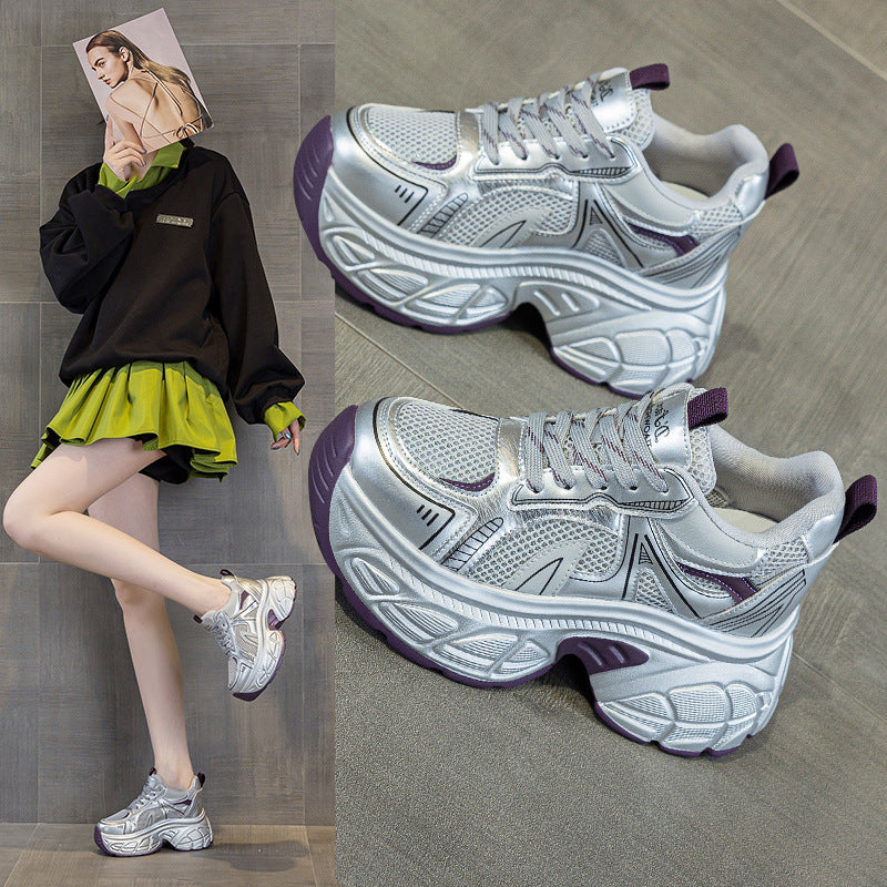 Women's Increasing Insole Platform Dad Fashion White Men's Shoes