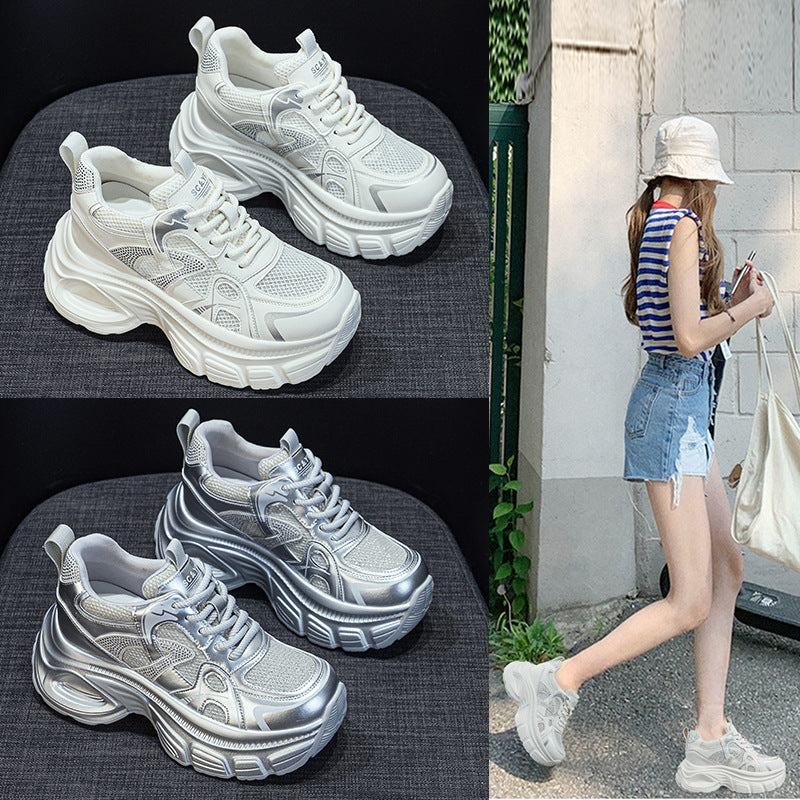 Women's Transparent Mesh Height Increasing Insole Plus Women's Casual Shoes