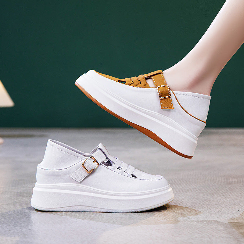 Women's Two-way White Height Increasing Insole Summer Half Board Sneakers