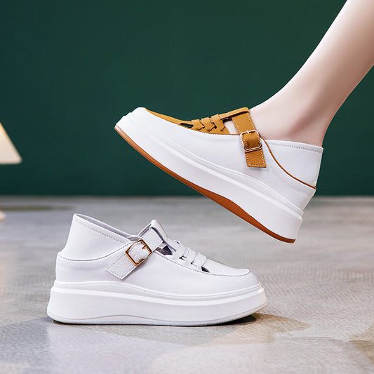 Women's Two-way White Height Increasing Insole Summer Half Board Sneakers