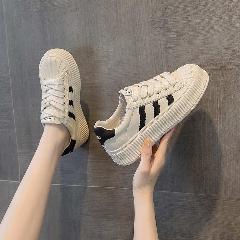 Women's Shell Head White Genuine Platform Biscuit Women's Casual Shoes