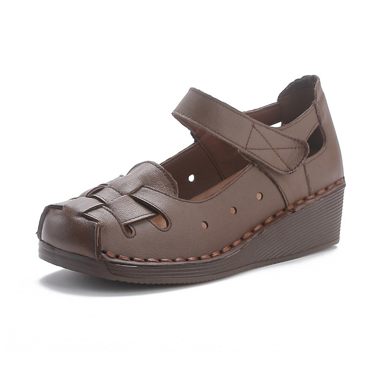 Women's Genuine Soft Bottom Comfortable Wedge Handmade Dancing Sandals