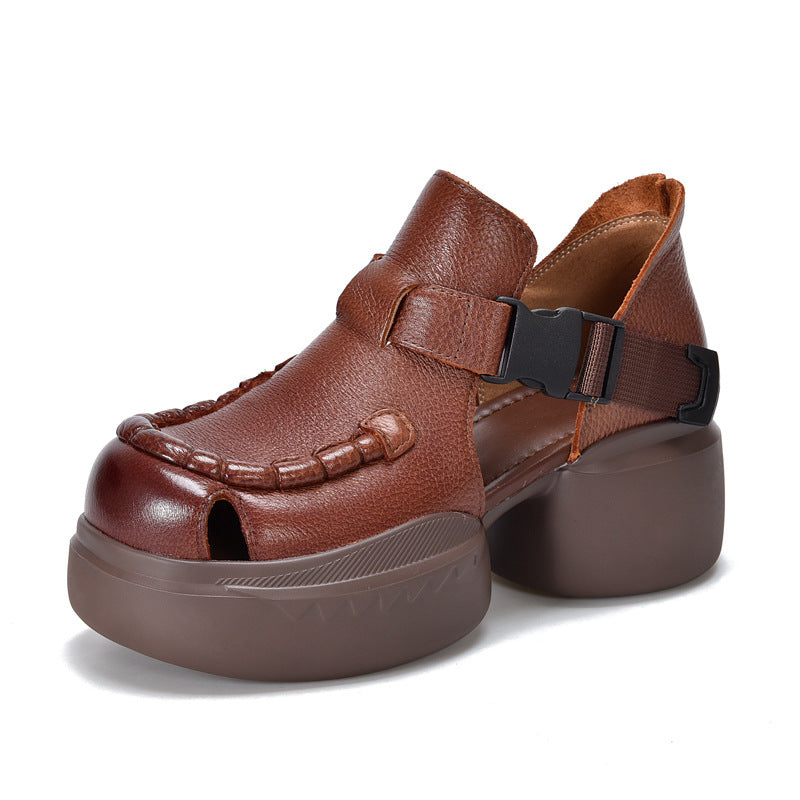 Women's Price Platform Genuine Hollow Roman Top Layer Sandals
