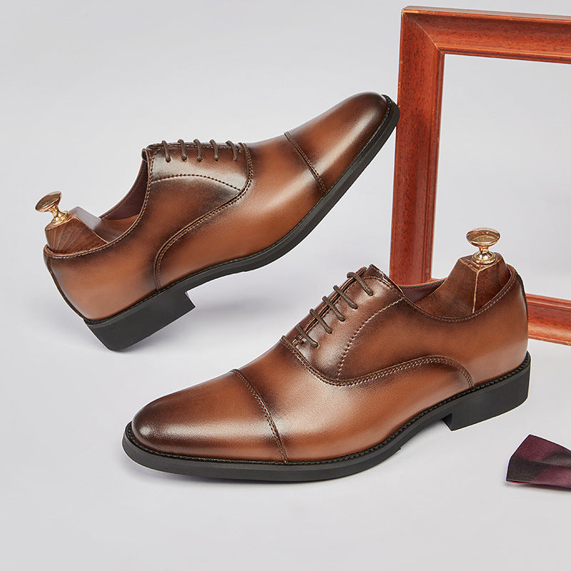 Men's Business Genuine Formal Lace Wedding Three Leather Shoes