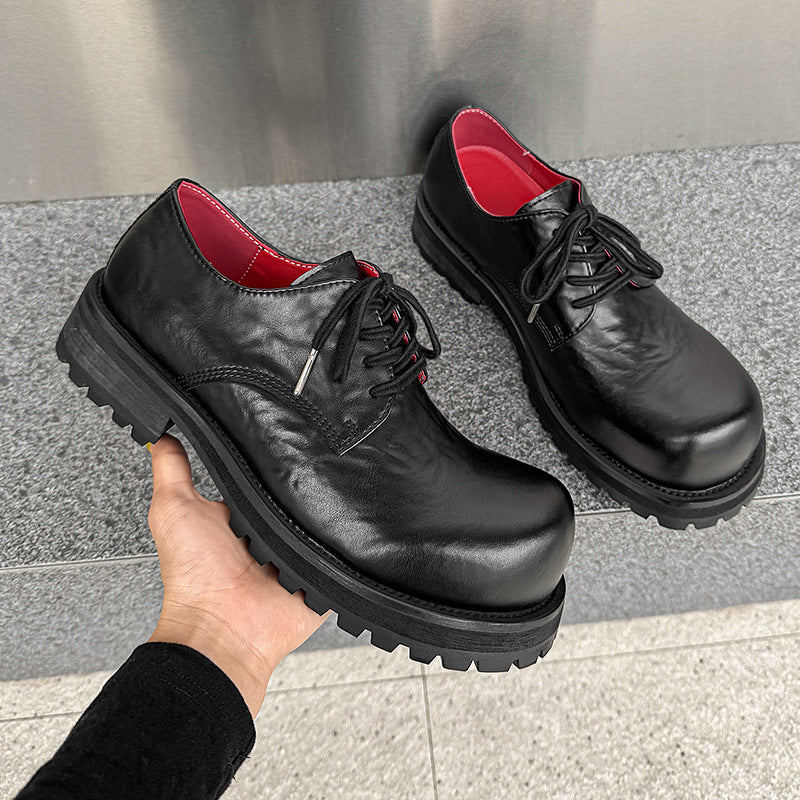Men's Young High-grade Heightened Design Sense Niche British Leather Shoes