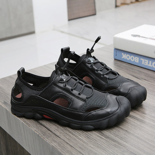 Men's Summer Genuine Closed Toe Breathable Mesh Sandals