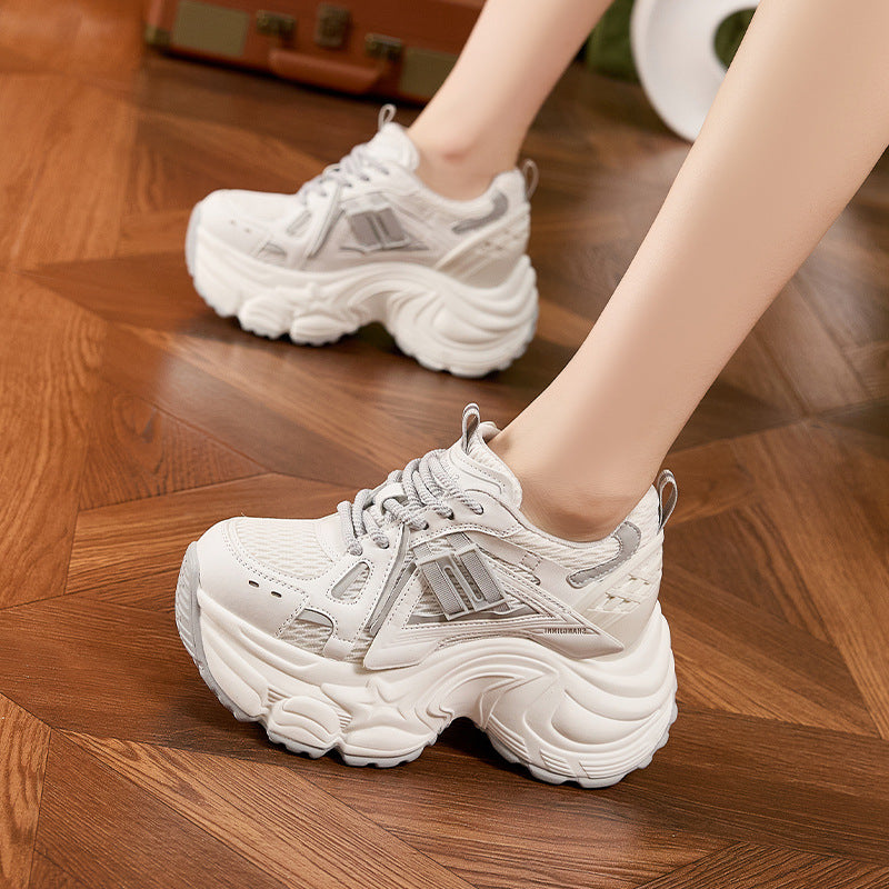 Women's Platform Dad Autumn Breathable Mesh Lightweight Height Sneakers