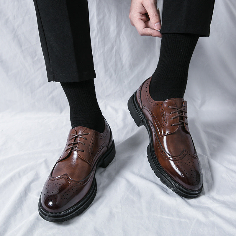 Men's Plus Size Brogue Business Formal Wear Leather Shoes
