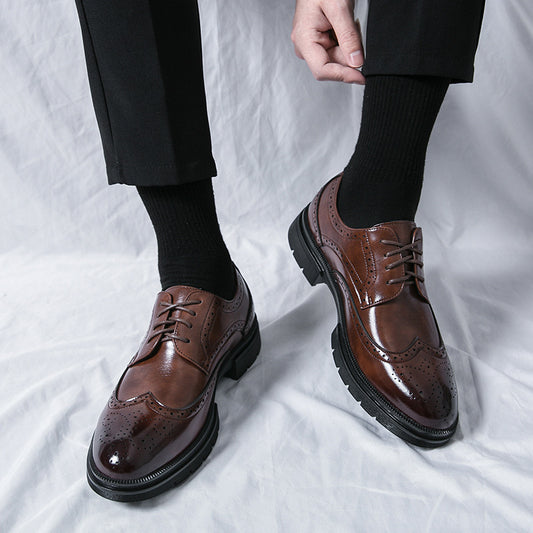Men's Plus Size Brogue Business Formal Wear Leather Shoes