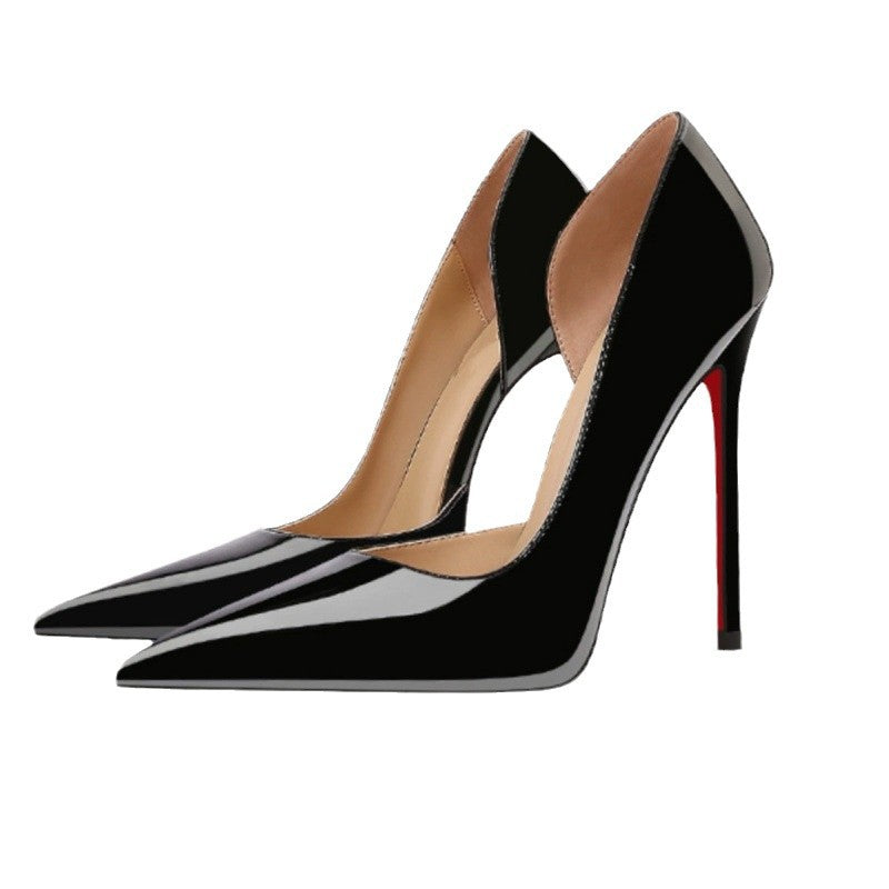 With Diamond Low-cut High Fine Black Side Women's Shoes