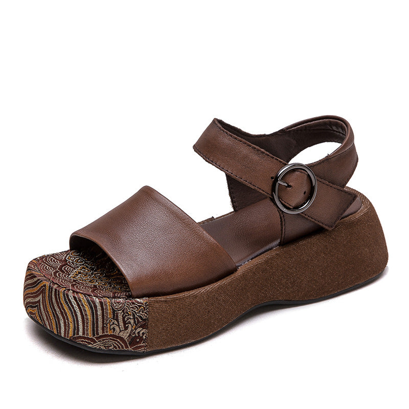Peep Toe Light Luxury Color Matching Velcro Sandals